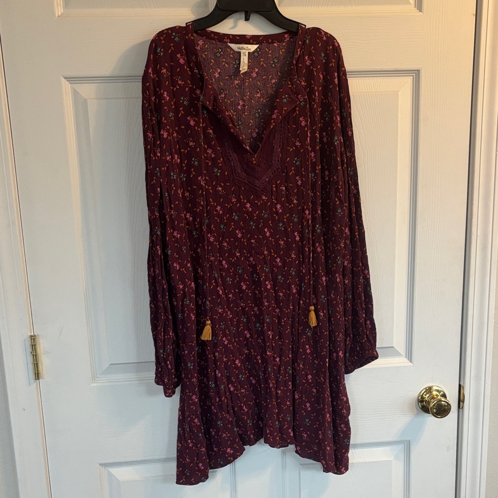 Matilda Jane Burgundy Floral Long Sleeve Dress